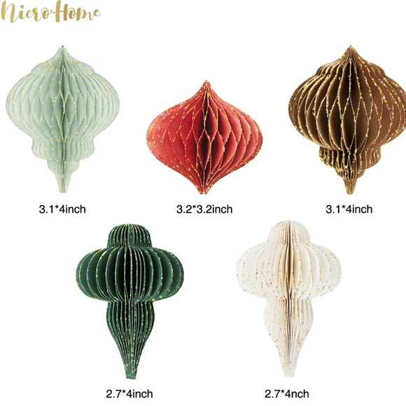 Christmas Decorations, 30 PCS Paper Honeycomb Ornaments, new - Picture 3 of 7